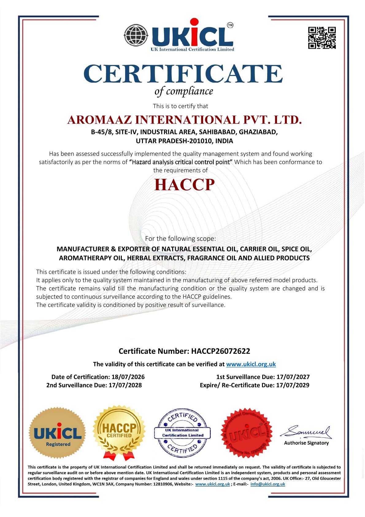 HACCP Certificate